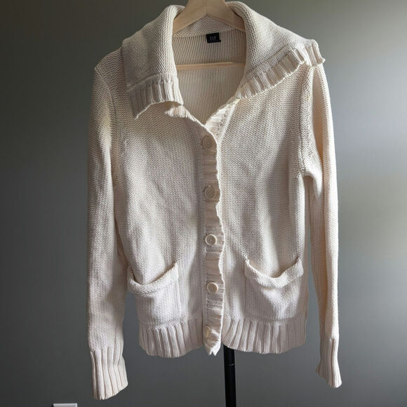 Gap Sweaters - GAP Cream Chunky Knit Button-down Cardigan Sweater Size Large